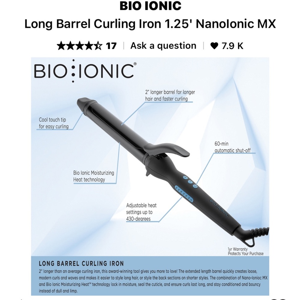 Bio Ionic Long Barrel 1.25’ Nanolic MX
